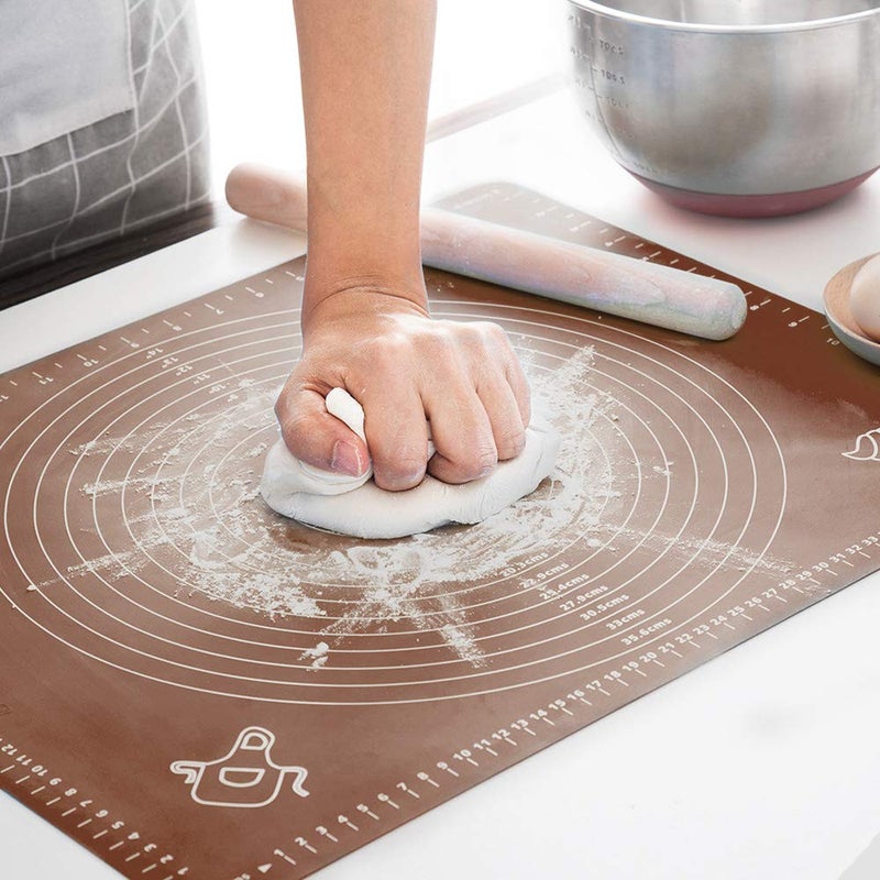 LIMNUO Silicone Baking Mat, Extra Thick Large Non Stick Pastry Mat Sheet for Dough Pie Crust Rolling Mats (Brown, M-16''(W)*20''(L)) - Image 1